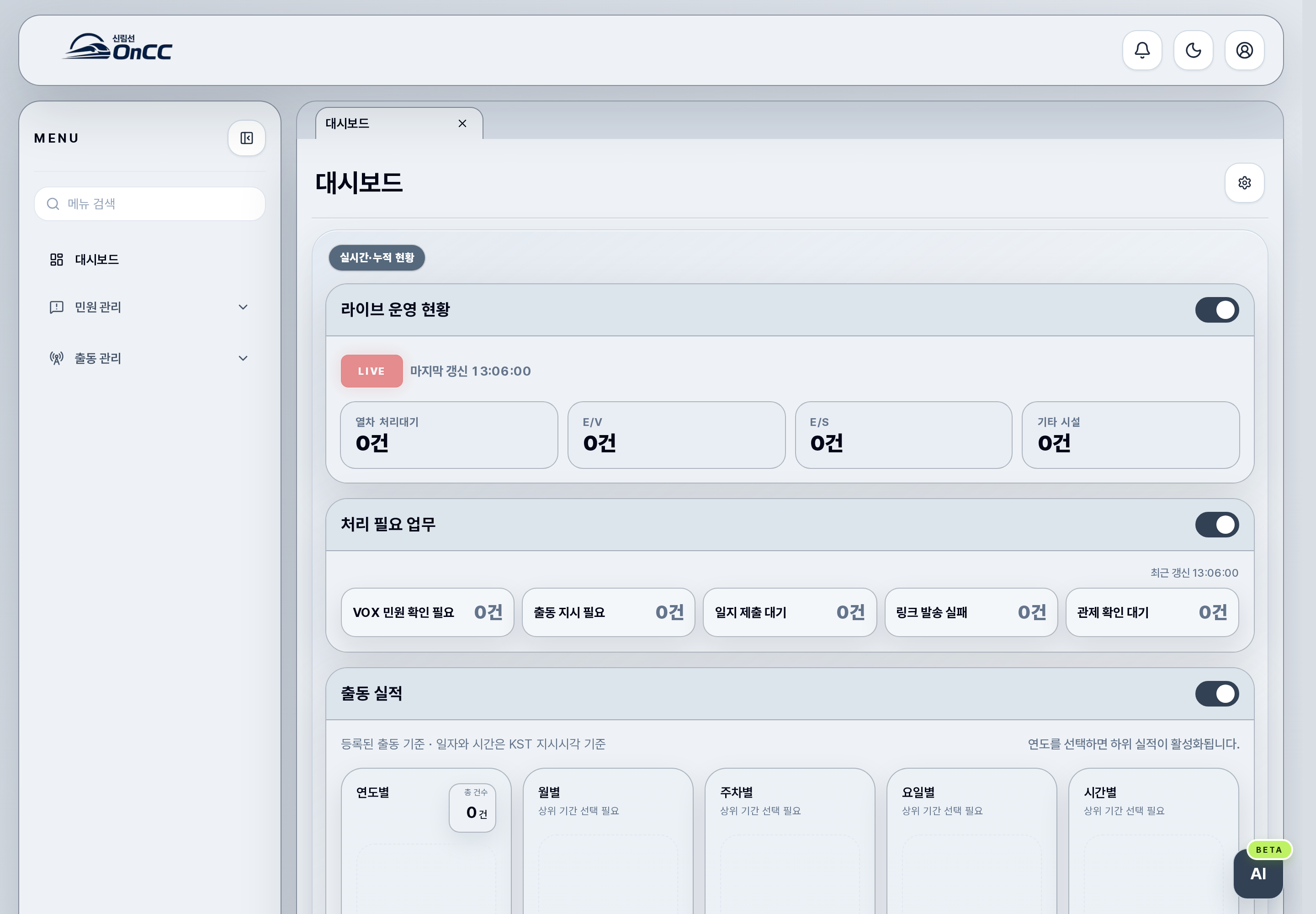 대시보드 전체 화면 샘플